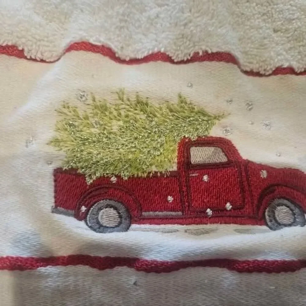 Grammercy Christmas Red Truck and Tree Hand Towels